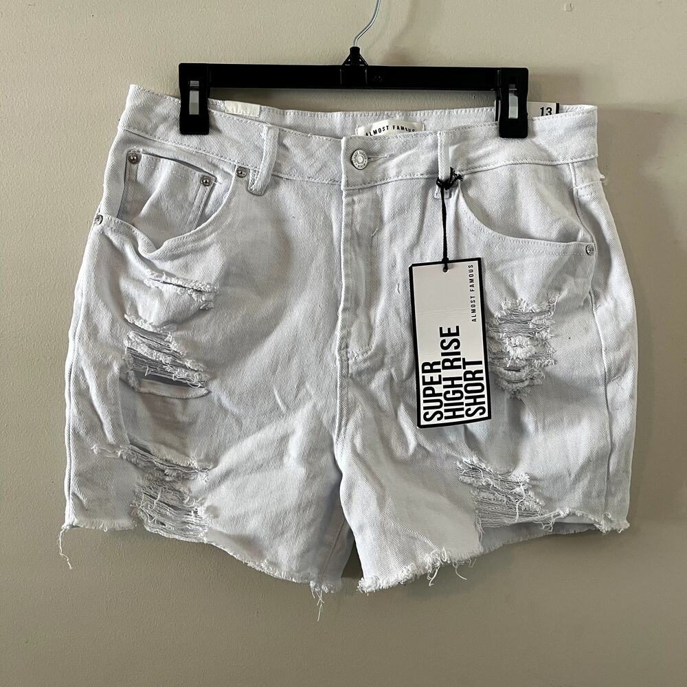 Almost Famous NWT White Jean Distressed Shorts Women's 13